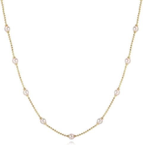 MEVECCO Gold Chain Choker Necklace,14K Gold Plated Dainty Pearl Chain Necklace Delicate Fashion Choker Necklace Jewelry Gift for Women in Saudi Arabia