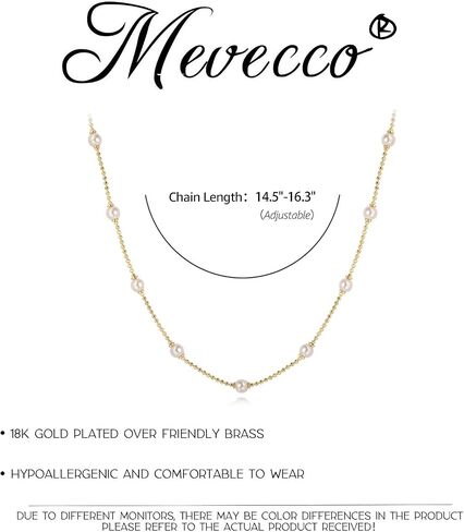 MEVECCO Gold Chain Choker Necklace,14K Gold Plated Dainty Pearl Chain Necklace Delicate Fashion Choker Necklace Jewelry Gift for Women in Saudi Arabia