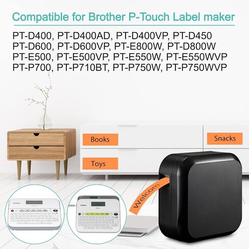 NineLeaf 6 Pack 18mm Label Tape Compatible for Brother P-Touch TZe-241 TZe241 TZ-241 TZ241 TZe Label Tape 18mm 0.7 Laminated White 3/4 inch for PT-D400 PT-D600 PT-D610BT PT-D410 PT-D460BT Label Maker in Saudi Arabia