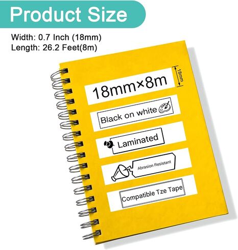 NineLeaf 6 Pack 18mm Label Tape Compatible for Brother P-Touch TZe-241 TZe241 TZ-241 TZ241 TZe Label Tape 18mm 0.7 Laminated White 3/4 inch for PT-D400 PT-D600 PT-D610BT PT-D410 PT-D460BT Label Maker in Saudi Arabia