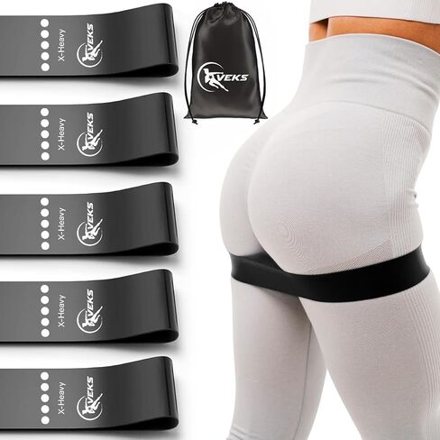 أربطة مقاومة، أربطة للتمرين للنساء والرجال، مجموعة من 5 أربطة مطاطية شديدة المقاومة للتمرين، شريط مطاطي للياقة البدنية الرائعة (أسود) in Kuwait