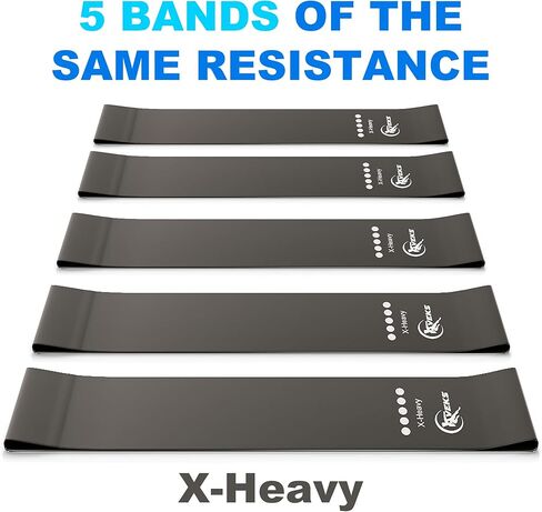 أربطة مقاومة، أربطة للتمرين للنساء والرجال، مجموعة من 5 أربطة مطاطية شديدة المقاومة للتمرين، شريط مطاطي للياقة البدنية الرائعة (أسود) in Kuwait