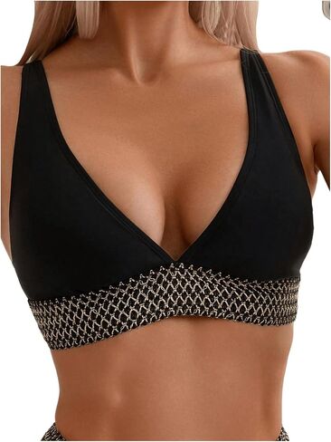 Verdusa Women's V Neck High Waisted Bikini Swimsuit Two Piece Bathing Suits in Saudi Arabia