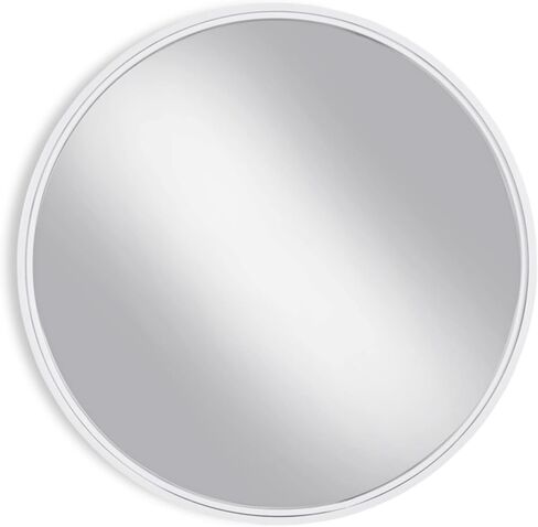 Signature Design by Ashley Brocky 32" Contemporary Round Wall Mounted Accent Mirror, White in Saudi Arabia