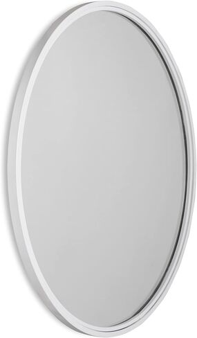 Signature Design by Ashley Brocky 32" Contemporary Round Wall Mounted Accent Mirror, White in Saudi Arabia