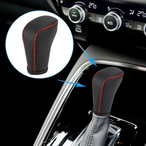 X AUTOHAUX Black Car Interior Faux Leather Gear Shifter Shift Knob Cover Transmission Shift Boot Lever for Honda Accord 2018-2022 Red Stitches in Saudi Arabia