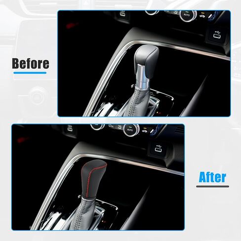 X AUTOHAUX Black Car Interior Faux Leather Gear Shifter Shift Knob Cover Transmission Shift Boot Lever for Honda Accord 2018-2022 Red Stitches in Saudi Arabia