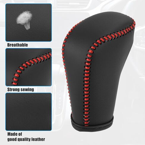 X AUTOHAUX Black Car Interior Faux Leather Gear Shifter Shift Knob Cover Transmission Shift Boot Lever for Honda Accord 2018-2022 Red Stitches in Saudi Arabia