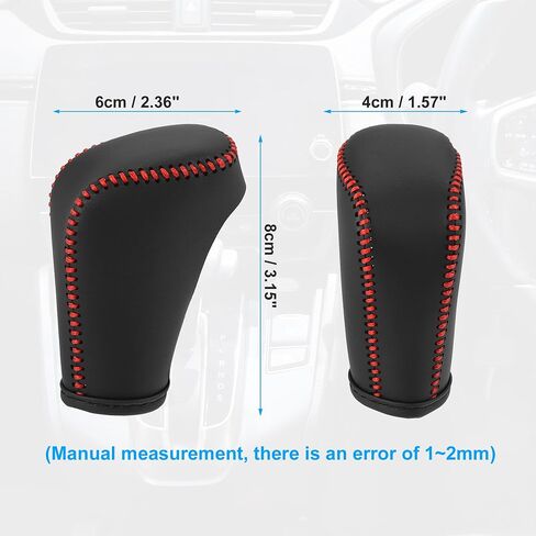 X AUTOHAUX Black Car Interior Faux Leather Gear Shifter Shift Knob Cover Transmission Shift Boot Lever for Honda Accord 2018-2022 Red Stitches in Saudi Arabia