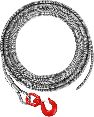 Winch Cable,Towing Cable Heavy Duty,with Swivel Hook 3/8 inch 7x19 Stranded Construction 13980 lbs Breaking Strength for Crane Tow Truck with 1 Swivel Hook 100FT in Saudi Arabia