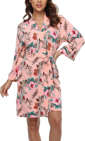 Ferrendo Women's Kimono Robes Short Knit Bathrobes Lightweight Soft Cotton Loungewear Ladies Sleepwear S-XXL in Saudi Arabia