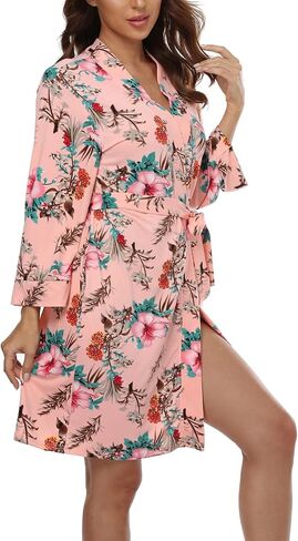 Ferrendo Women's Kimono Robes Short Knit Bathrobes Lightweight Soft Cotton Loungewear Ladies Sleepwear S-XXL in Saudi Arabia