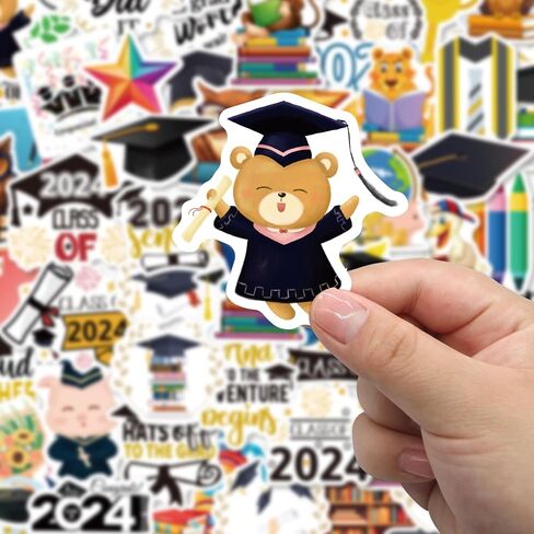 Graduation Stickers 2024 Grad Class of 2024 Stickers for Graduation Party Decorations Vinyl Waterproof Scrapbook Stickers for Kids Graduates Water Bottle Laptop Decor Favors 100Pcs in Saudi Arabia