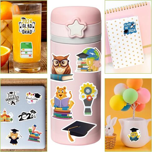 Graduation Stickers 2024 Grad Class of 2024 Stickers for Graduation Party Decorations Vinyl Waterproof Scrapbook Stickers for Kids Graduates Water Bottle Laptop Decor Favors 100Pcs in Saudi Arabia