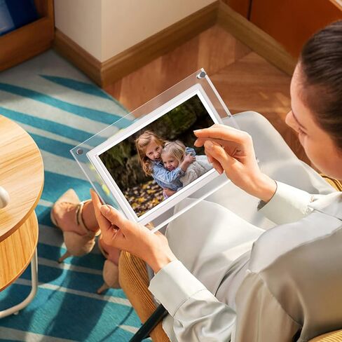 إطار صور رقمي أكريليك 10.1، إطار صور رقمي سحابي ذكي بشاشة لمس IPS مع مساحة تخزين 16 جيجابايت، يمكن تثبيته على الحائط، تدوير تلقائي، مستشعر حركة، مشاركة الصور عبر تطبيق Frameo in Kuwait