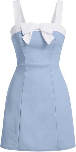 Milumia Women's Bow Color Block Flare Cami Dress Sleeveless Flare Short Mini Dresses in Saudi Arabia