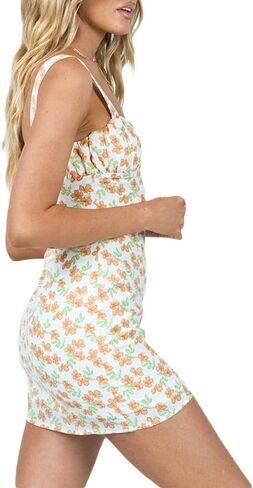 Women Y2K Print Mini Dress Backless Sleeveless Floral Short Bodycon Dress 90s Girls Vintage Elegant Dress Streetwear in Saudi Arabia