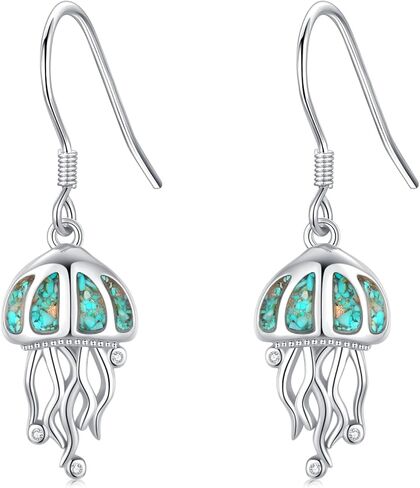 Ocean Earrings 925 Sterling Silver Turquoise Sea Animal Dangle Drop Earrings Beach Themed Jewelry Gifts for Women Girls in Saudi Arabia