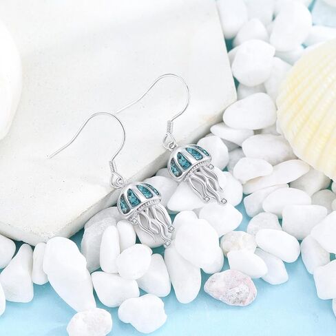 Ocean Earrings 925 Sterling Silver Turquoise Sea Animal Dangle Drop Earrings Beach Themed Jewelry Gifts for Women Girls in Saudi Arabia