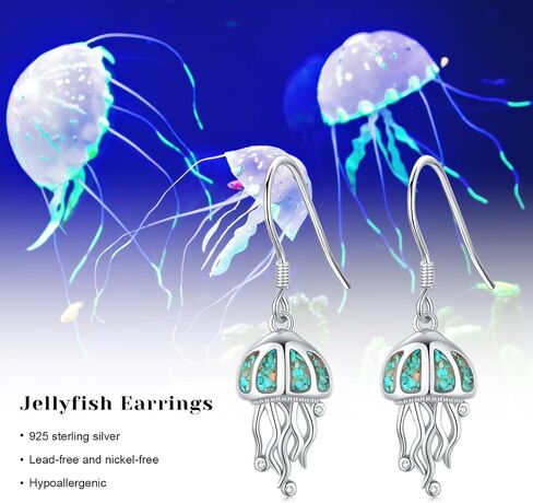 Ocean Earrings 925 Sterling Silver Turquoise Sea Animal Dangle Drop Earrings Beach Themed Jewelry Gifts for Women Girls in Saudi Arabia