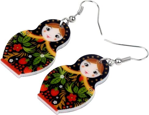 Acrylic Russian Matryoshka Doll Earrings Dangle Drop Charm Jewelry For Women Girls Novelty Gifts in Saudi Arabia