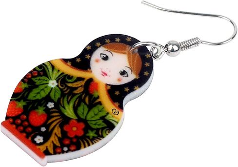 Acrylic Russian Matryoshka Doll Earrings Dangle Drop Charm Jewelry For Women Girls Novelty Gifts in Saudi Arabia
