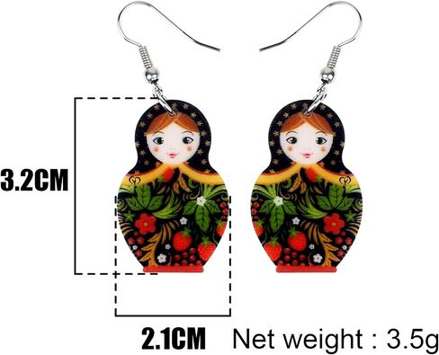 Acrylic Russian Matryoshka Doll Earrings Dangle Drop Charm Jewelry For Women Girls Novelty Gifts in Saudi Arabia