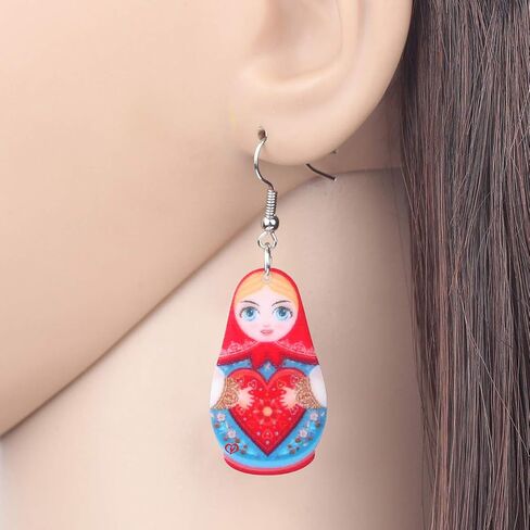 Acrylic Russian Matryoshka Doll Earrings Dangle Drop Charm Jewelry For Women Girls Novelty Gifts in Saudi Arabia