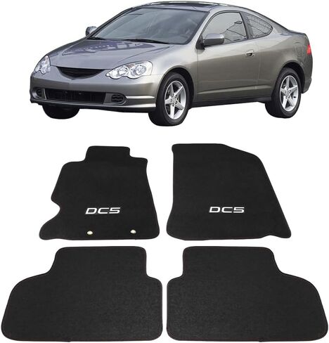 Floor Mats Compatible with 2002-2006 Acura RSX, DC5 Logo Factory Fitment Front & Rear Nylon Black Car Floor Carpets Carpet Liner by IKON MOTORSPORTS, 2003 2004 2005 in Saudi Arabia