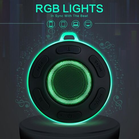 مكبر صوت بلوتوث محمول مع ضوء LED بصوت HiFi Steore، مكبرات صوت بلوتوث مقاومة للماء IP7 مع كوب شفط، ميكروفون مدمج، مكالمات بدون استخدام اليدين، مكبر صوت بلوتوث محمول للخارج in Saudi Arabia