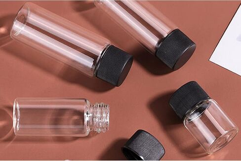 100 قطعة من قوارير زجاجية مع أغطية لولبية، قارورة عينة سائلة صغيرة، قارورة مانعة للتسرب (5 مل، شفافة) in Kuwait