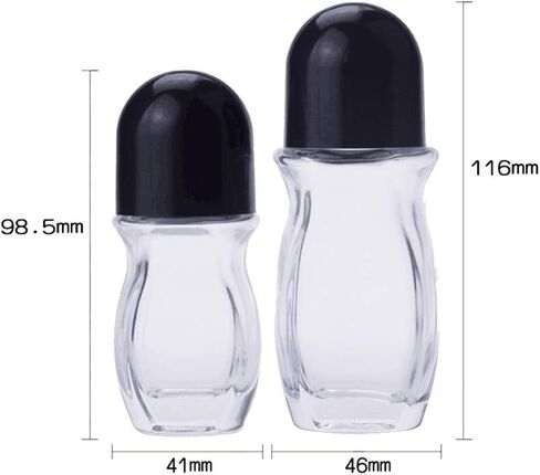 2 قطعة 50 مل 1.69 أونصة زجاجة دوارة شفافة بجسم زجاجي فارغ مع بكرة بلاستيكية in Kuwait