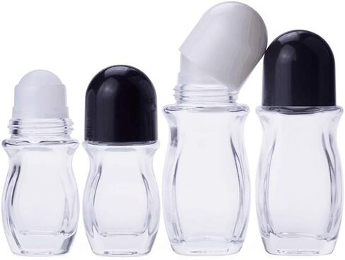 2 قطعة 50 مل 1.69 أونصة زجاجة دوارة شفافة بجسم زجاجي فارغ مع بكرة بلاستيكية in Kuwait