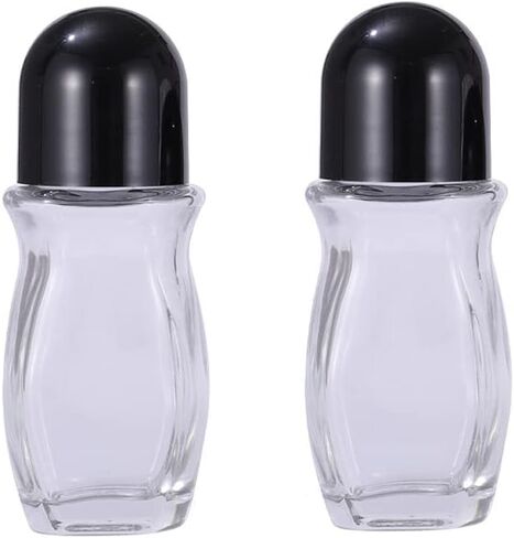 2 قطعة 50 مل 1.69 أونصة زجاجة دوارة شفافة بجسم زجاجي فارغ مع بكرة بلاستيكية in Kuwait