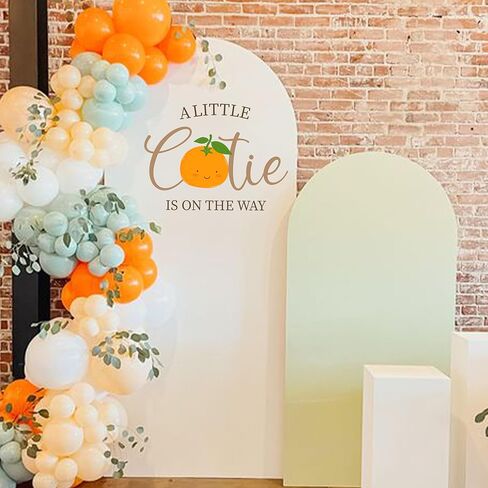 علامة ملصقة لحفلة استحمام الطفل A Little Cutie is On The Way - زينة حمام الطفل باللون البرتقالي، ديكور حفلة عيد ميلاد، علامة لصائق تكشف عن الجنس للفتيات أو الصبيان (ملصق صغير لطيف) in Kuwait