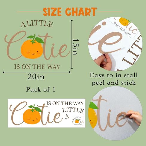 علامة ملصقة لحفلة استحمام الطفل A Little Cutie is On The Way - زينة حمام الطفل باللون البرتقالي، ديكور حفلة عيد ميلاد، علامة لصائق تكشف عن الجنس للفتيات أو الصبيان (ملصق صغير لطيف) in Kuwait