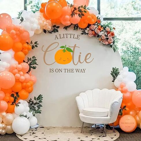 علامة ملصقة لحفلة استحمام الطفل A Little Cutie is On The Way - زينة حمام الطفل باللون البرتقالي، ديكور حفلة عيد ميلاد، علامة لصائق تكشف عن الجنس للفتيات أو الصبيان (ملصق صغير لطيف) in Kuwait