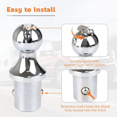 كرة ربط معقوفة مقاس 2-5/16 بوصة كرة مقطورة منبثقة مناسبة لسيارة Ford F250 F350 F450 Super Duty مع نظام السكك الحديدية المثبت في المصنع 30126 و30852 و30868 in Kuwait