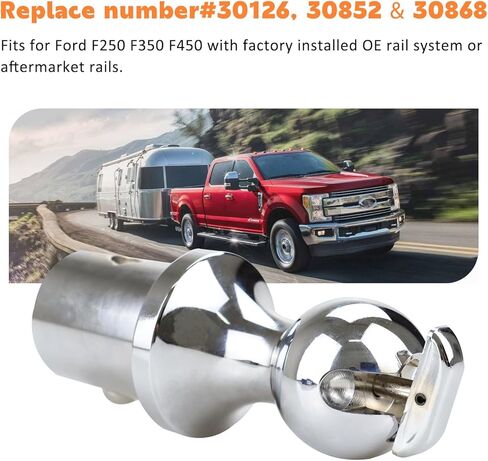 كرة ربط معقوفة مقاس 2-5/16 بوصة كرة مقطورة منبثقة مناسبة لسيارة Ford F250 F350 F450 Super Duty مع نظام السكك الحديدية المثبت في المصنع 30126 و30852 و30868 in Kuwait