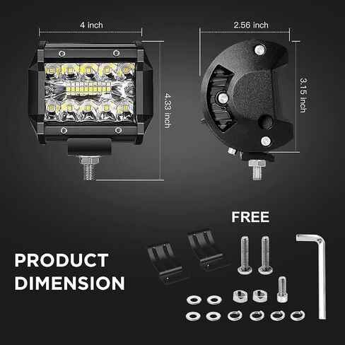 2 قطعة LED ضوء القرون 4 بوصة LED ضوء شريط أضواء الضباب 120 واط أضواء القيادة على الطرق الوعرة 1200LM الصف الثلاثي بقعة الفيضانات كومبو IP67 مقاوم للماء LED ضوء العمل للشاحنات قارب عربة الغولف SUV ATV UTV in Kuwait