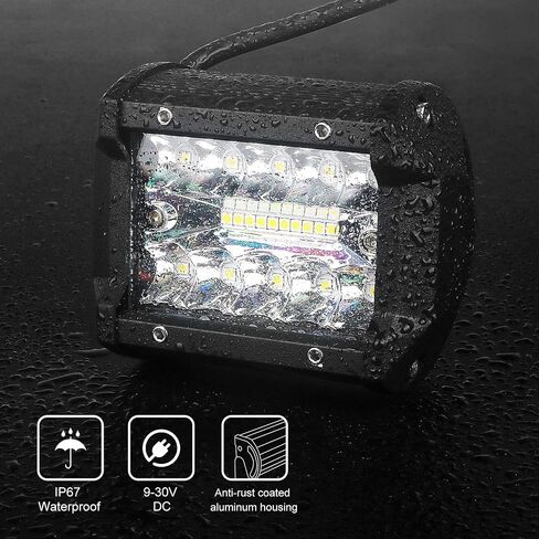 2 قطعة LED ضوء القرون 4 بوصة LED ضوء شريط أضواء الضباب 120 واط أضواء القيادة على الطرق الوعرة 1200LM الصف الثلاثي بقعة الفيضانات كومبو IP67 مقاوم للماء LED ضوء العمل للشاحنات قارب عربة الغولف SUV ATV UTV in Kuwait