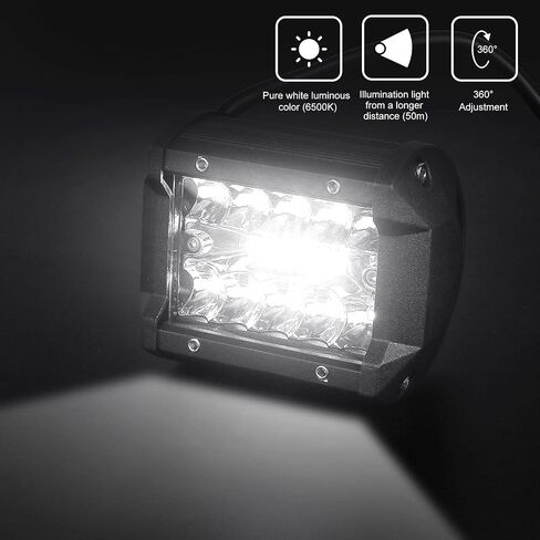 2 قطعة LED ضوء القرون 4 بوصة LED ضوء شريط أضواء الضباب 120 واط أضواء القيادة على الطرق الوعرة 1200LM الصف الثلاثي بقعة الفيضانات كومبو IP67 مقاوم للماء LED ضوء العمل للشاحنات قارب عربة الغولف SUV ATV UTV in Kuwait