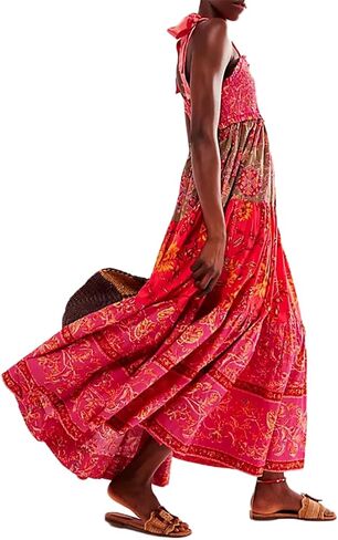 Women Summer Casual Maxi Dress Boho Dress Sleevelss Tie up Flowy Dress Cutout Long Dress Vacation Beach Dress in Saudi Arabia