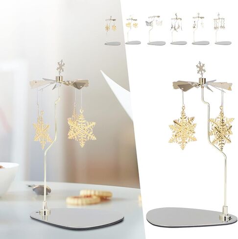 Rotary Candle Holder Spinning Candleholder Tea Light Candle Holder Metal Rotating Aromatherapy Wind Chime Candle Holder (Star (No Candle Cup)) in Kuwait