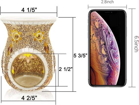 SHMILMH Essential Oil Burner, Incense Aromatherapy Oil Diffuser, Fragrance Warmer, Mosaic Glass Tealight Candle Holder Burners for Home Room Decor, Orange, 5.5" H in Saudi Arabia