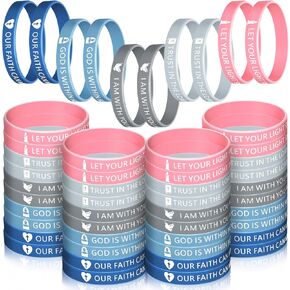 60 Pcs Bible Verses Bracelets Religious Silicone Bracelets Christian Inspirational Rubber Wristbands Colored Faith Bracelets Bible Verse Wristband for Men Women Teens(Retro Color,Christian Style)