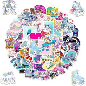 100 PCS Roller Skate Stickers Roller Skating Ice Skating Stickers for Laptop Water Bottle Computer Refrigerator Luggage Phone Case Bicycle Teens (Roller Skate)