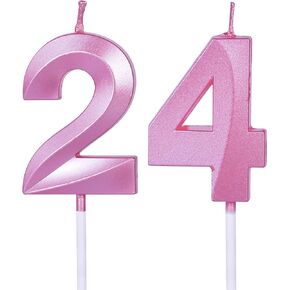 Black 24th & 42nd Birthday Candles for Cakes, Number 24 42 Candle Cake Topper for Party Anniversary Wedding Celebration Decoration