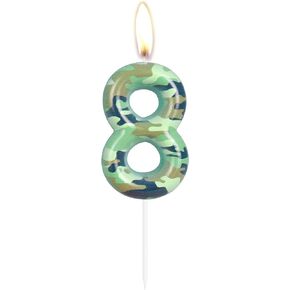 Camo 1st Birthday Candles Number 1 Candle Army Themed Birthday Cake Topper Cake Candles Camo Happy 1st Birthday Party Cake Decorations for Boys Birthday Hunting Party Camouflage Motif Graduation Party