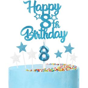 شموع عيد ميلاد سعيد الثاني عشر، أغطية الكيك، رقم 12 شمعة زرقاء للكيك، شموع الكيك لزينة عيد الميلاد الثاني عشر، أغطية كعكة النجوم للأولاد والبنات وحفلات أعياد الميلاد والذكرى السنوية الثانية عشرة للزفاف